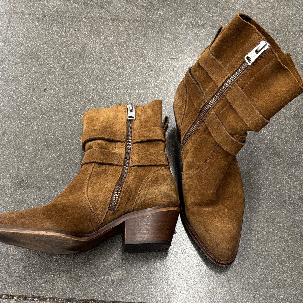 All Saints Tan Suede Ankle Boots